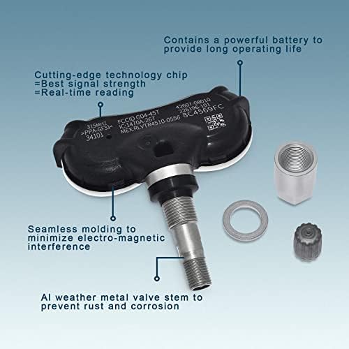 Senzor pritiska u gumama 315MHz TPMS Zamjena za Toyota Sequoia Tundra Sienna zamjenjuje OE 42607-0C070, 42607-08010, 42607-0C050