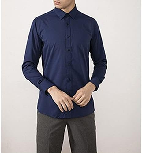 Maiyifu-GJ Men Casual Wrinkle free Dress Shirt Regular Fit Button Down Shirts Solid Slim Fit Long Sleeve Business Shirts