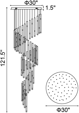 CWI rasvjeta flauta 30 54-lagan suvremeni metalni luster u crnom
