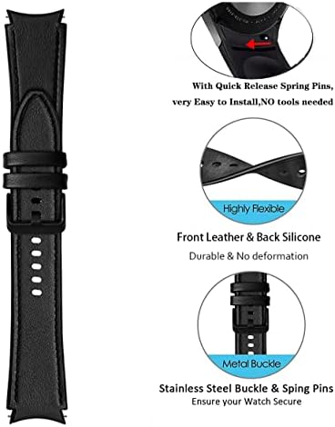 Junglehe Watch Band Kompatibilan je sa Samsung Watch-om 5 40mm 44mm / sat 5 Pro 45mm, bez praznina Hybrid od kože i silikonskog satova