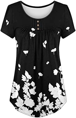 Ženski ljetni vrhovi za nošenje sa gamašima skriva trbuh babydoll bluza casual bagedy cvjetni kratki rukav Henley majica