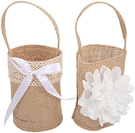 BESPORTBLE Boho Decor 2 kom Burlap flower Girl Basket Vintage čipkasti luk vjenčanje Flower Girl držač korpe Candy poklon torba kanta