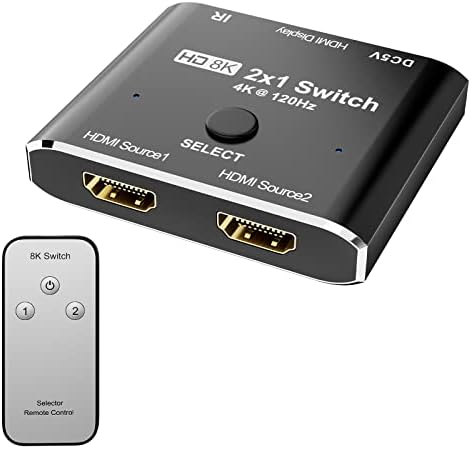 Chenlenic HDMI 2.1 Uređajni prekidač Ultra HD 8K High Speed ​​48Gbps 2in 1Out 8k @ 60Hz 4K @ 120Hz Converter kompatibilan sa Xbox