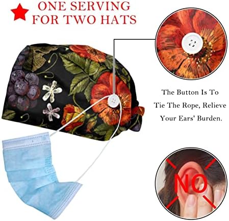 Akvarelna Radna kapa od voćnog grožđa sa dugmadima i trakom za znoj podesive kravate za leđa za žene i muškarce