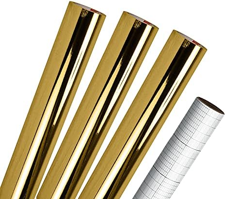 Oracal 351 zlatni reflektirani krom vinil, 12 x 6ft 3-paket, sa besplatnim papirom za prijenos od 12 x 24