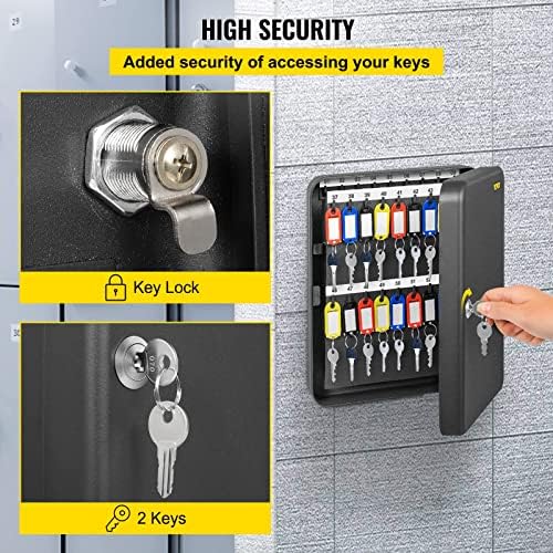 Vevor key Cabinet, 72 pozicija, Q235 Steel Key Lock Box with 72 key Hooks, Tags & 2 Keys, Wall Mount key Storage Cabinet for Office,