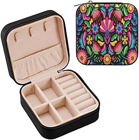 Kigai kožna kutija za nakit Meksički cvjetni prijenosni mini nakit za pohranu za putovanja, minđuše za male prstene Organizator Ogrlice za žene djevojke