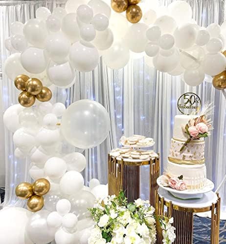 Bijeli baloni Latex Party baloni-50 pakovanje 12 inčni bijeli mat baloni okrugli helijumski Baloni za bijelu temu ukrasi za rođendansku