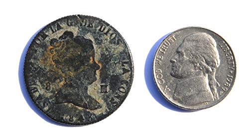 1843 es Španija Isabel II Ustavni 8 Maravedis novčić u redu