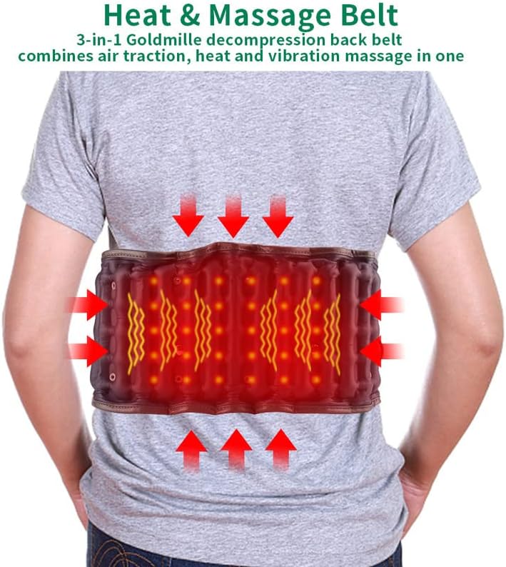 Goldmille grijani pojas za masažer za leđa na napuhavanje za trenutno ublažavanje bolova u leđima lumbalni Dekompresijski pojas sa