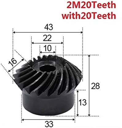 ZHENGGUIFANG ZGF-BR 2kom 1:1 zupčanik 2 modul 20 zuba + 20t unutrašnja rupa 10mm zupčanici od ugljeničnog čelika sa 90 stepeni pogona