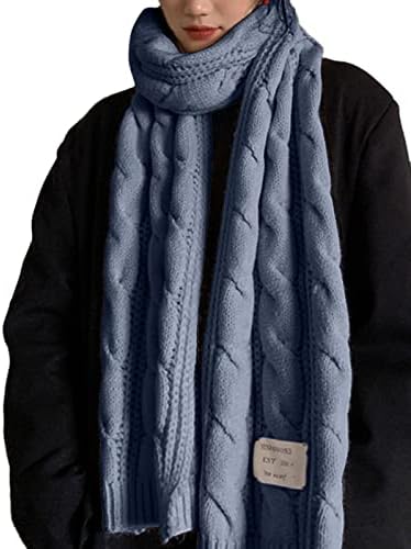 BDDVIQNN Scarfs za žene hladno vrijeme žene jesen i zima jednostavna jednobojna imitacija tkana pletena topla glava putni omotač