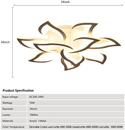 sinear moderna LED plafonska lampa sa mogućnošću zatamnjivanja, 34 Flush Mount plafonska lampa, plafonska lampa u obliku cvijeta za