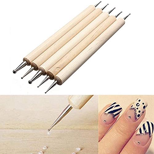 BNP 5kom 2-smjerna drvena olovka za Marbleiziranje alati za lažno crtanje gel za farbanje četkica za nokte Art alati za doterivanje