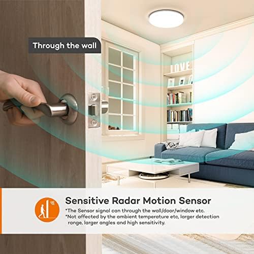 Annaror senzor pokreta LED plafonsko svjetlo, 18w žičano svjetlo za montiranje u pokretu sa daljinskim upravljačem, 1800lm plafonsko