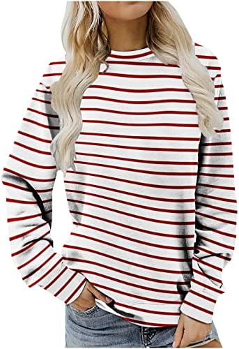 Vrhovi za žene Ležerne prilike, Moda Striple s dugim rukavima Crewneck Bluza TOP Ležerne prilike labave fit bluza Thirt False