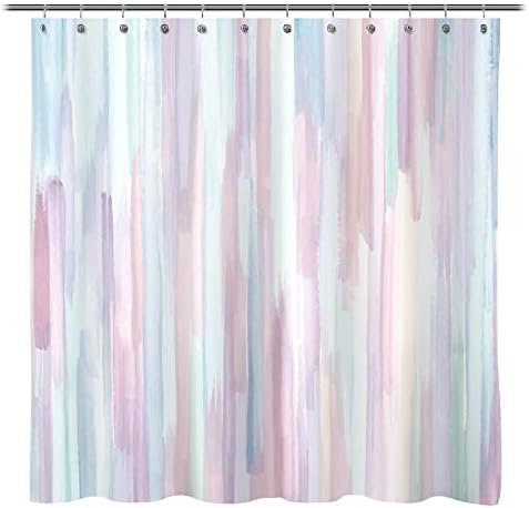 Sunlit Design Akvarelor Slikanje s makaronom ružičastom zavjesom za tuširanje i plave tkanine, zavjese za ukrašavanje kupaonice GOUACH