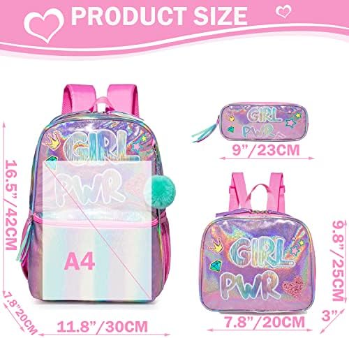 Meetbelify Dječija Školska torba za djevojčice ruksaci za učenike osnovnih vrtića putna torba pune veličine sa kutijom za ručak pernica