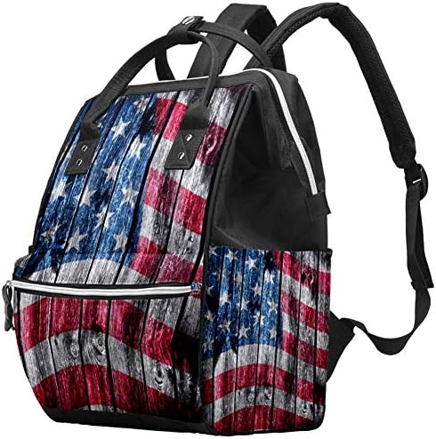 Drvene torbe za pelene sa američkom zastavom Mummy ruksak Torba za pelene velikog kapaciteta putna torba za njegu za njegu beba