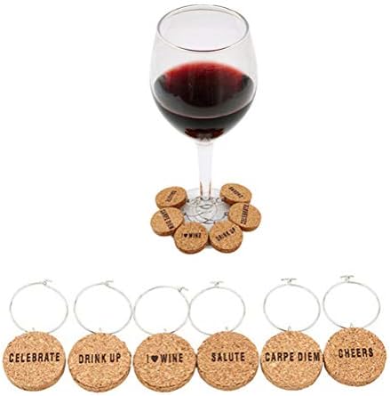 Doitool Wine Glass Charms markeri, 12kom čari od plute od stakla DIY pehar prstenovi od stakla za vino sa žičanim obručem markeri