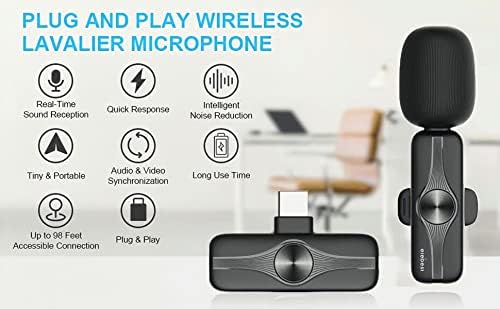 Sruzlia Wireless Lavalier Mikrofon, dvostruki Wireless Clip on mikrofon za iPhone / iPad, bežični rever mikrofon za YouTube / intervju