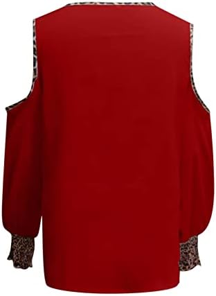Bluza Tee za žensku jesen ljeto duge rukave Odjeća trendi Off ramena šifon V izrez Leopard Print grafički Tshirt