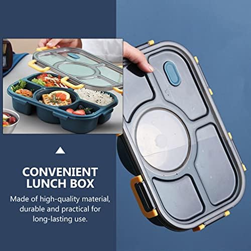 Hemoton 5 Grids Bento Box Plastična Kutija Velikog Kapaciteta Podijeljena Kutija Za Ručak Kutija Za Salatu Nepropusna Posuda Za Ručak