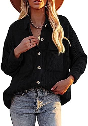 Žene 2022 Fall Corduroy košulje Ležerne mokske jakne s dugim rukavima dolje Bluze na vrhu odjeće