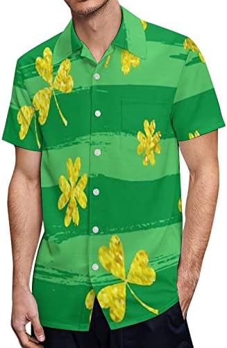 Yangqigy Men Casual St. Patricks Dan Print Majica s kratkim rukavima TureDown ovratnik za blubu za blube Majica Majica Muškarci