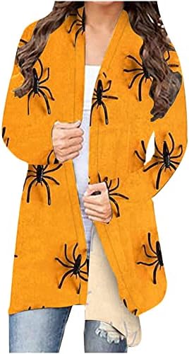 Ženska casual otvorena prednja kardiganska jakna od kaputa za odjeću Halloween Print s dugim rukavima Klasični kardigani džemper