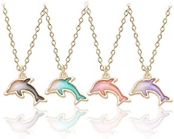 Nasmijana suncokretova slatka Legura mali delfin Privjesak Ogrlica,boja mala riba smola morska životinja ogrlica za žene djevojke