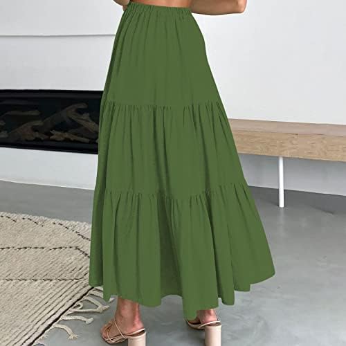 Lepršave plisirane duge maksi suknje za žene ljetna Ležerna Boho Maxi suknja jednobojne ljuljačke visokog struka višeslojna suknja