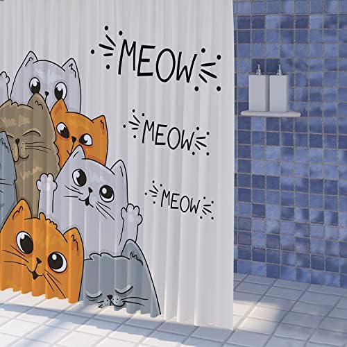 LATETOMT Funny Cat tuš zavjese za djecu šareni slatka crtani Mačić Pet Lovely životinja kupatilo pribor za dječake djevojke kupatilo