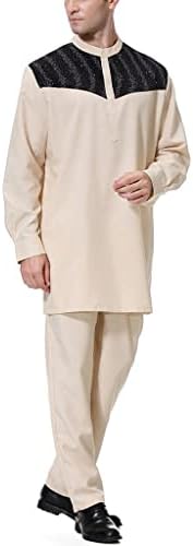 Muslimanski islamski kaftan vrhovi Bliski Istok dugih rukava Dubai Arab Muška odjeća odijelo za hlače 2 komada