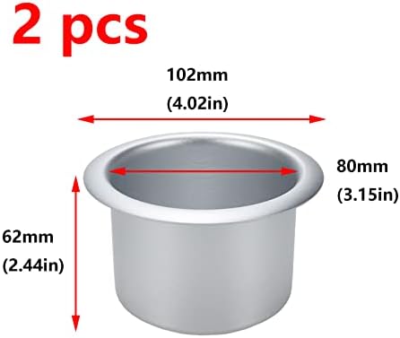 Antrader 2pcs držači aluminijumskih legura, zamjenski umetci držača čaša za kauč/čamac/kauč naslonjač/automobil, srebro,102×62mm vanjska