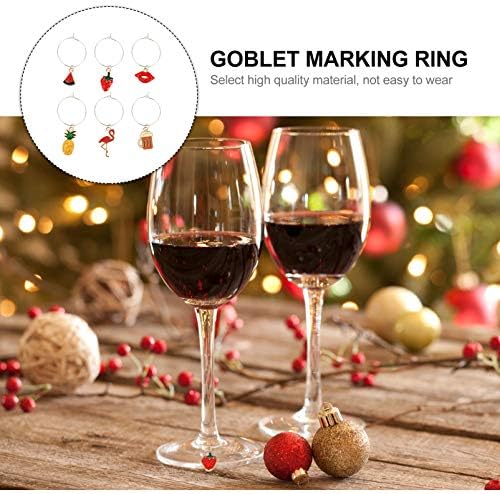 DOITOOL 6 kom Wine Glass čari Metal Crystal emajl šampanjac oznake koktel piće markeri identifikacija Kup prsten znak za Novu godinu