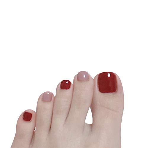 24kom pritisnite na nokte na nogama akrilni lažni nokti na noktima francuski Savjeti kratki lažni nokti na nogama s ljepilom dizajn vještački nokti na nogama puni poklopac štap na noktima crveno ružičasto