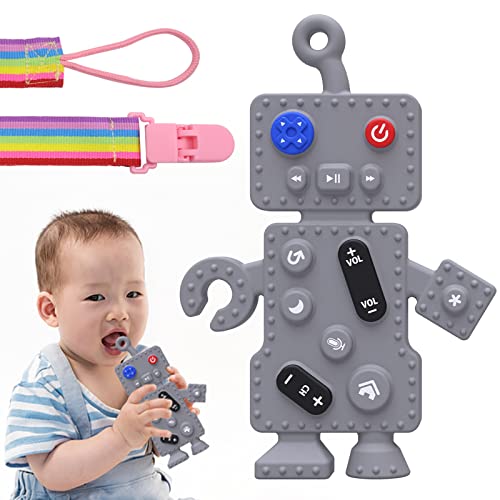 Igračke za izbijanje zuba, igračke za izbijanje zuba za bebe 0-6 meseci, igračke za bebe od 6 do 12 meseci u obliku robota, silikonske