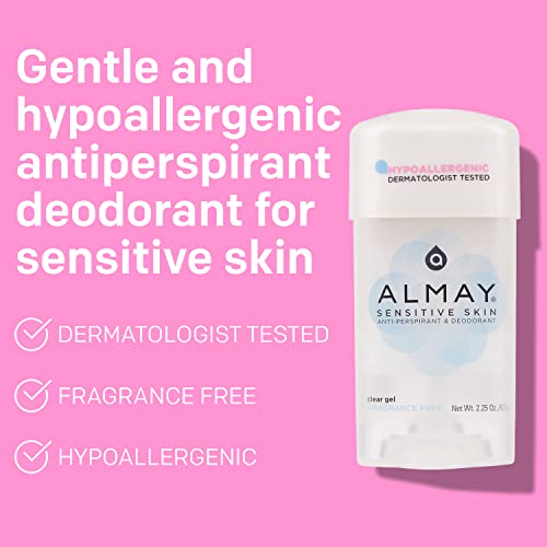 Dezodorans za žene almay, Gel Antiperspirant, hipoalergen, dermatolog testiran za osjetljivu kožu, bez mirisa, 2.25 Oz