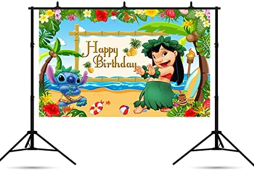 Hawaii Tropical Luau Pozadine za Lilo i Stitch dekoracije za rođendanske zabave zalihe Stitch Baby Shower fotografija pozadina za dekoracije stola za torte Happy Birthday Banner 5x3ft