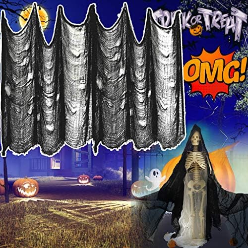 Kuća Halloween tanka crna neto ukras za ukrašavanje SPUN2 * 7,6m Tatterd Početna Dekor MAN GRASERS