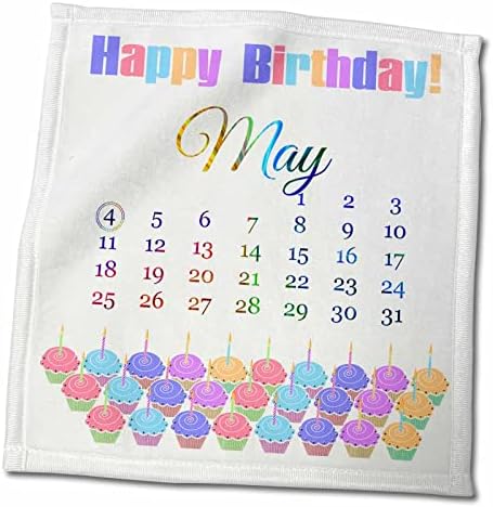 3Droza rođendan 4. maja, šareni kolači sa svijećama sa plamenom - ručnici