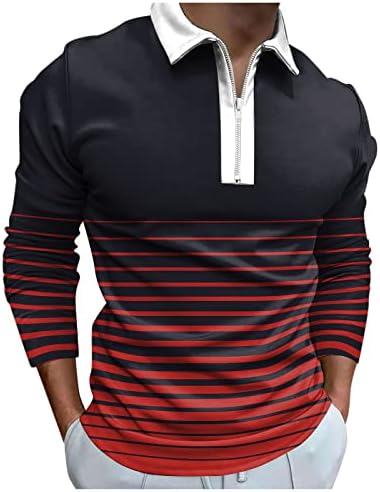 XXBR 2022 nove muške polo majice, dugi rukav 1/4 zip up vrat golf vrtove prugasti patchwork srednja odjeća casual dizajnerska majica