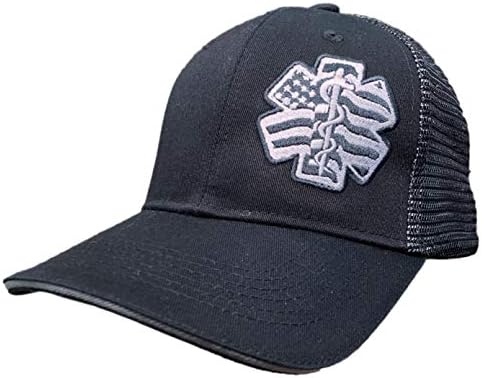 EMT Star of Life American zastava kapa za kapu za šešir Black Chrome Mesh Back Podrška EMS paramedicin