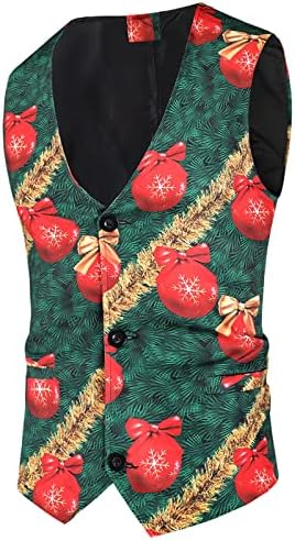 Wocachi 2pcs Božićna odijela za muške, Xmas Santa Claus Snowman Ispis Single Freit Airstcoat pantalone za pantalone Postavlja sportska