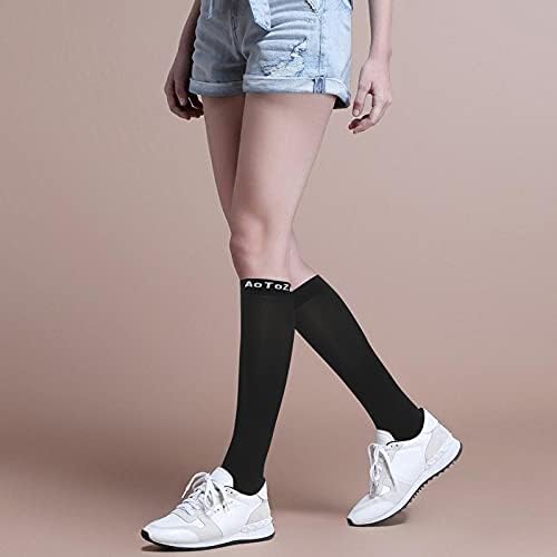 4 para Čarapa za crnu kompresiju muškarci, 20-30mmhg sportske duge koljena visoke čarape za trčanje planinarske zdravstvene sestre