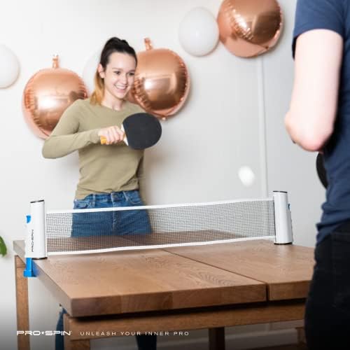 PRO-Spin Ping Pong vesla 2-igrač, uvlačenje mreže i narančaste ping pong kuglice | Set visokih performansi sa premium tablicom teniski