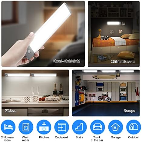 30-LED svjetla ispod ormarića, USB Punjivo noćno svjetlo za kuhinjski ormar,osvjetljenje ispod šaltera na baterije, noćno svjetlo