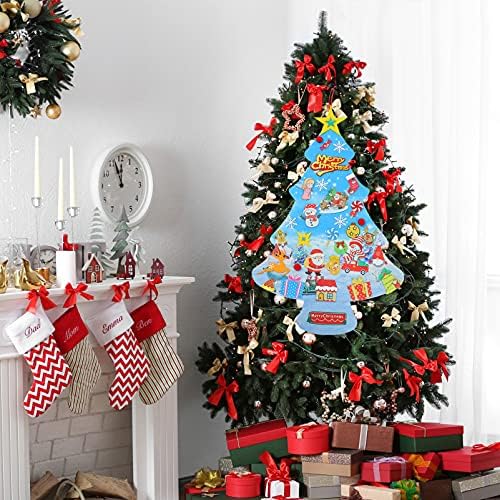 NUOBESTY Božić dekoracije 1 Set filc Božić Advent Tree visi odbrojavanje kalendar stablo Diy Holiday Tree sa malim ukrasima dekoracije