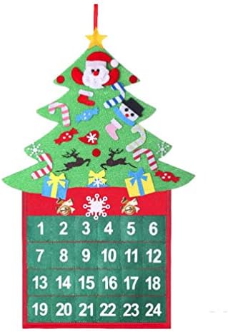 Amosfun Home Accessories Božić Advent Odbrojavanje Kalendar Božić Felt Tree Božić Zid Visi Ukrasi Ukrasi Čarapa Stuffer Pokloni
